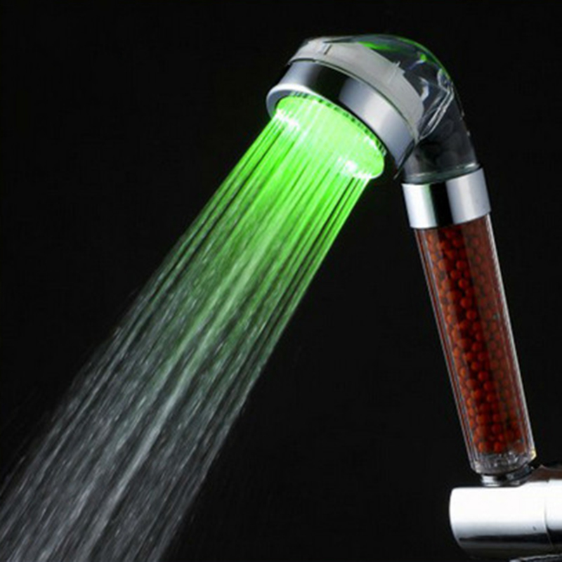 

Temperature Control Color Change LED Light Shower Head Bathroom SPA Sprayer