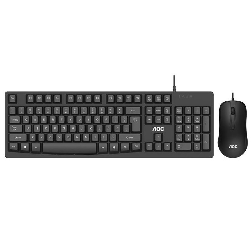 

AOC KM150 Wired Keyboard & Mouse Set 104 Keys Waterproof USB Keyboard 1600DPI Mouse Home Office Ergonomic Mice Kit for L