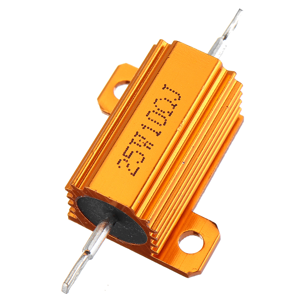 

10pcs RX24 25W 10R 10RJ Metal Aluminum Case High Power Resistor Golden Metal Shell Case Heatsink Resistance Resistor