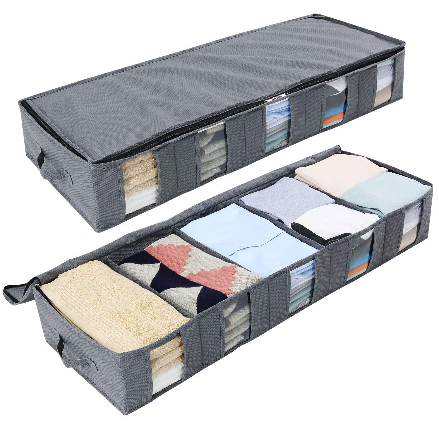 

Large Capacity Under Bed Storage Bag with 5 Clear Window for Clothing Shoes Blankets Clothes Storage Bag