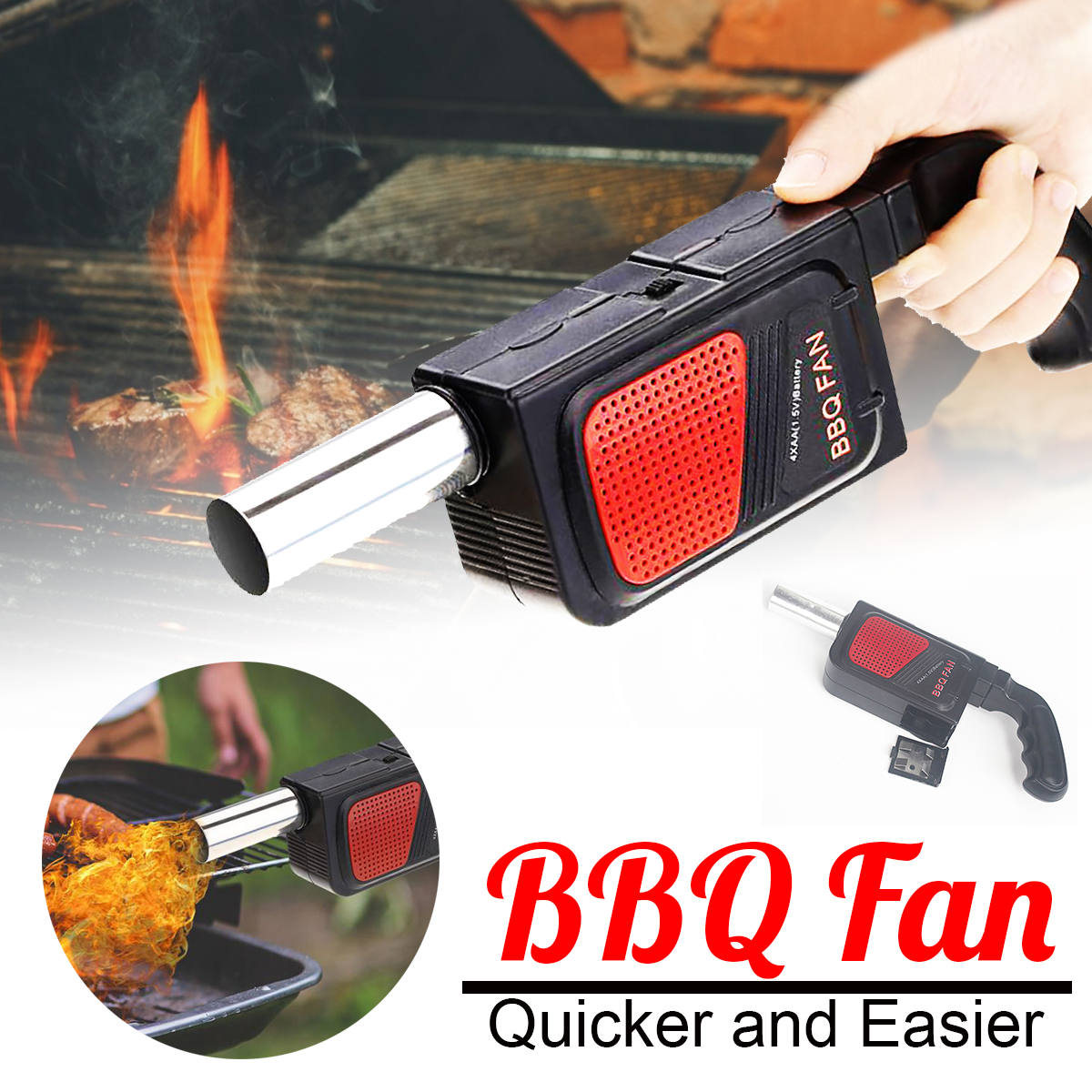 Portable Electric BBQ Fan Air Blower For Outdoor Camping Picnic Barbecue Kits 