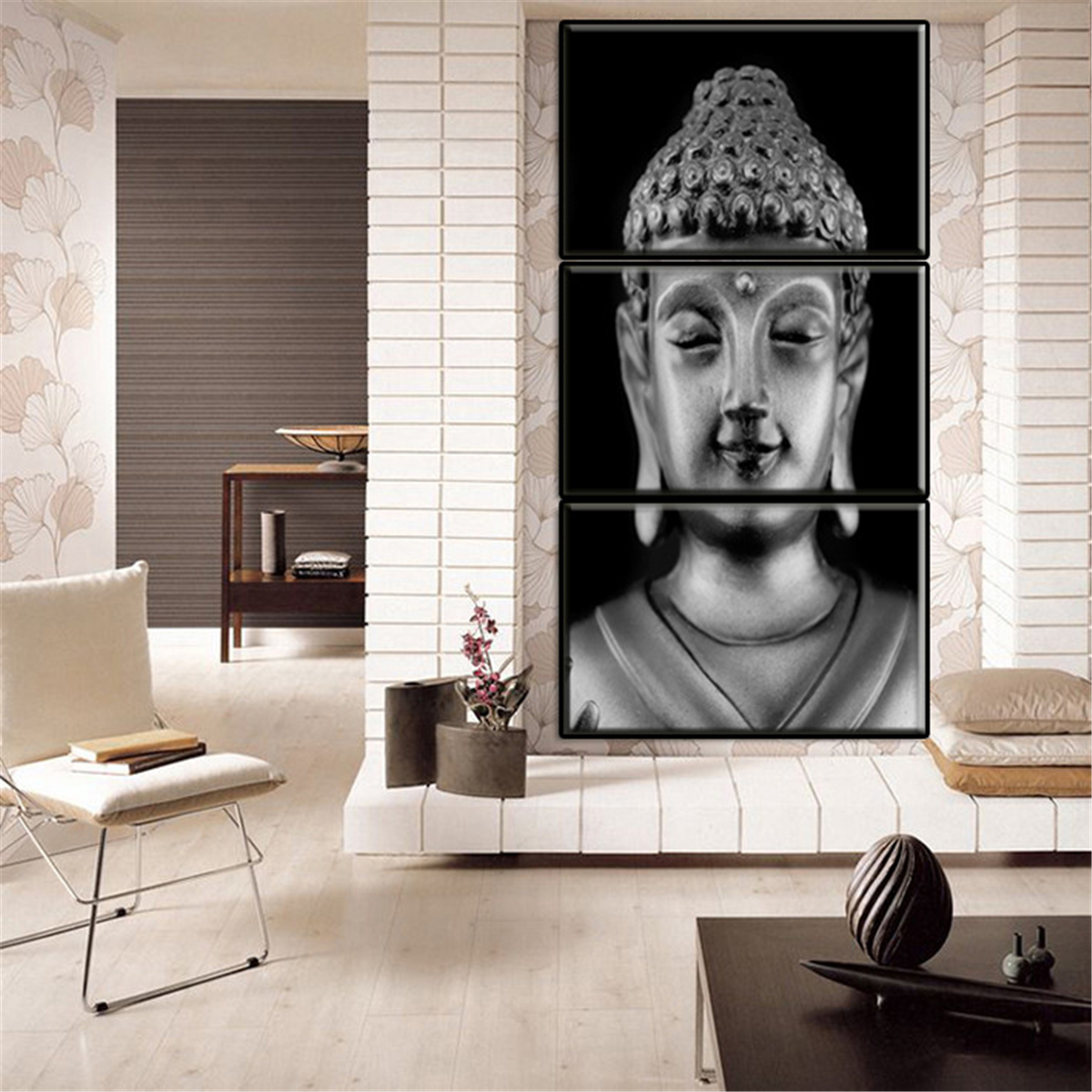 

3 Панель Статуя Медитации Живопись Печать на Домашнем Декоре Стикер Стены Комнаты