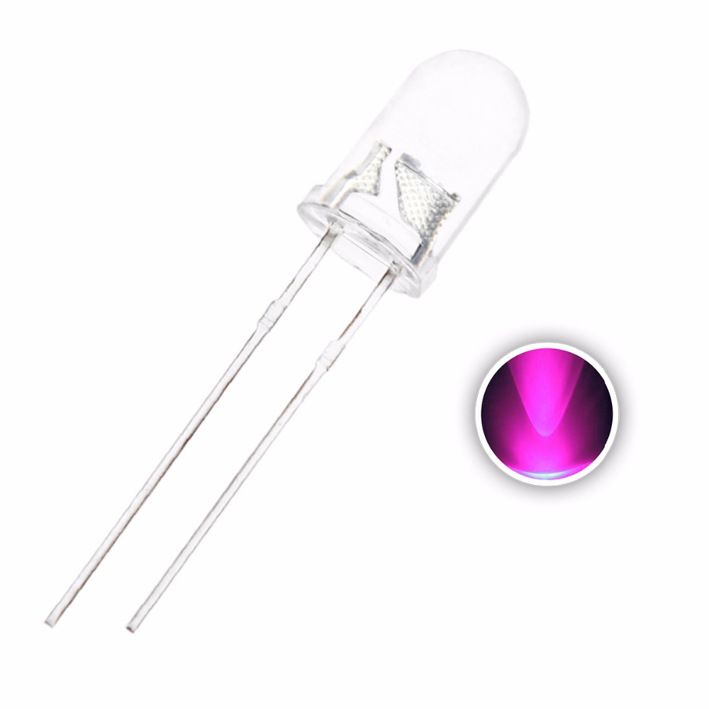 500pcs 10mm LED Water Clear Round top Transparent Pink Light Emitting Diodes