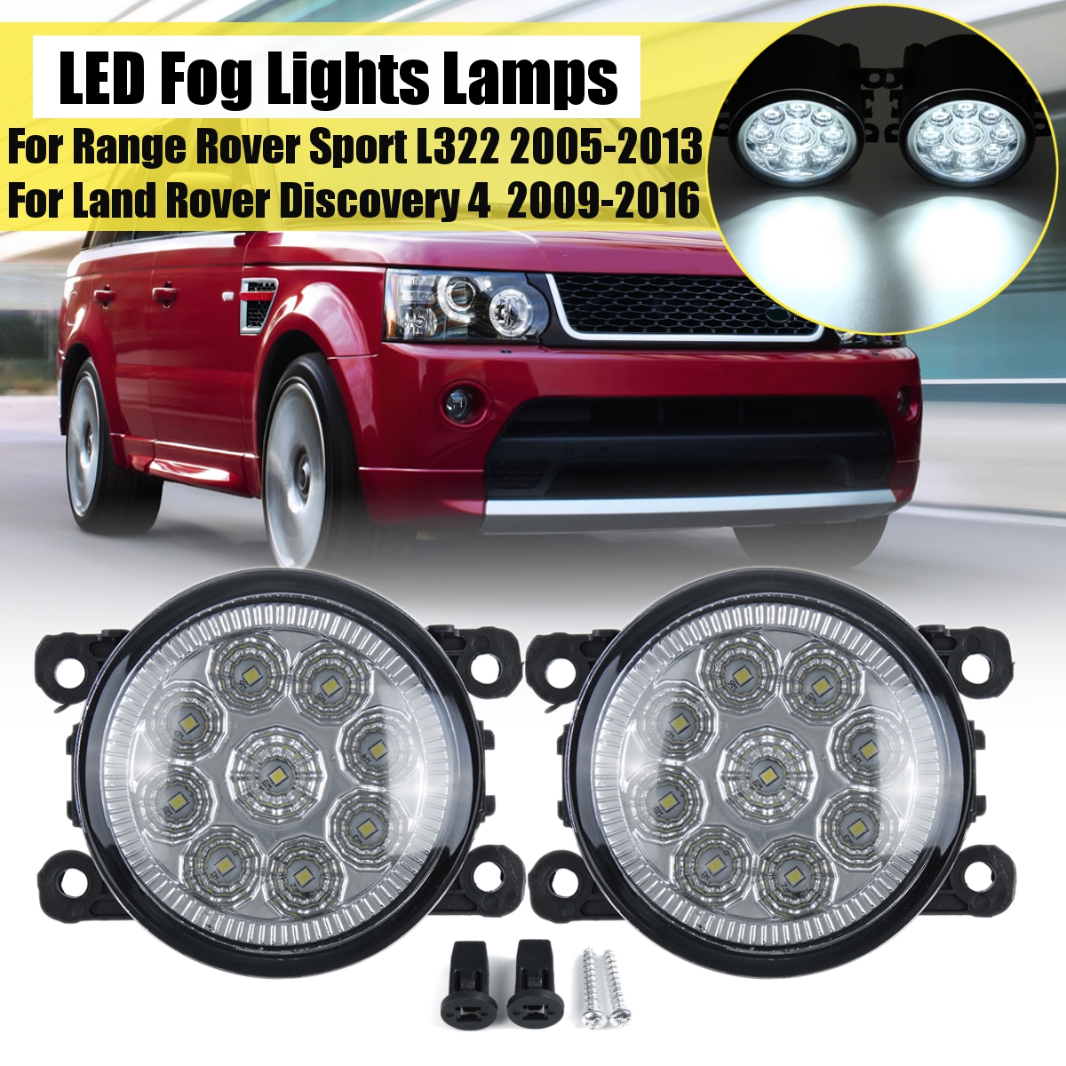 Pair car front led fog lights lamps with h11 bulbs white