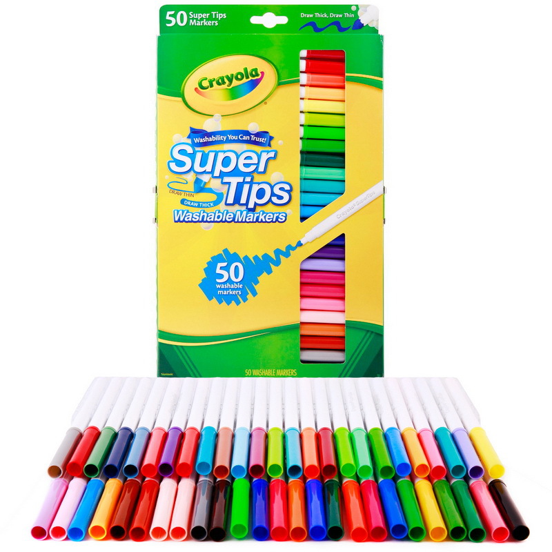 

Crayola 50 Count Washable Super Tips Markers 50 Pcs/Set Watercolor Painting Pens Colored Drawing Marker Pen for Students