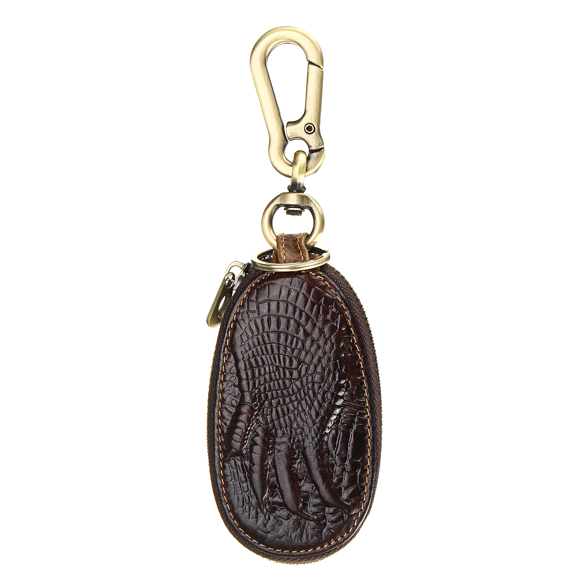 

Car Remote Keychain Holder Case Bag Cowhide Leather Crocodile Claw Zipped Purse