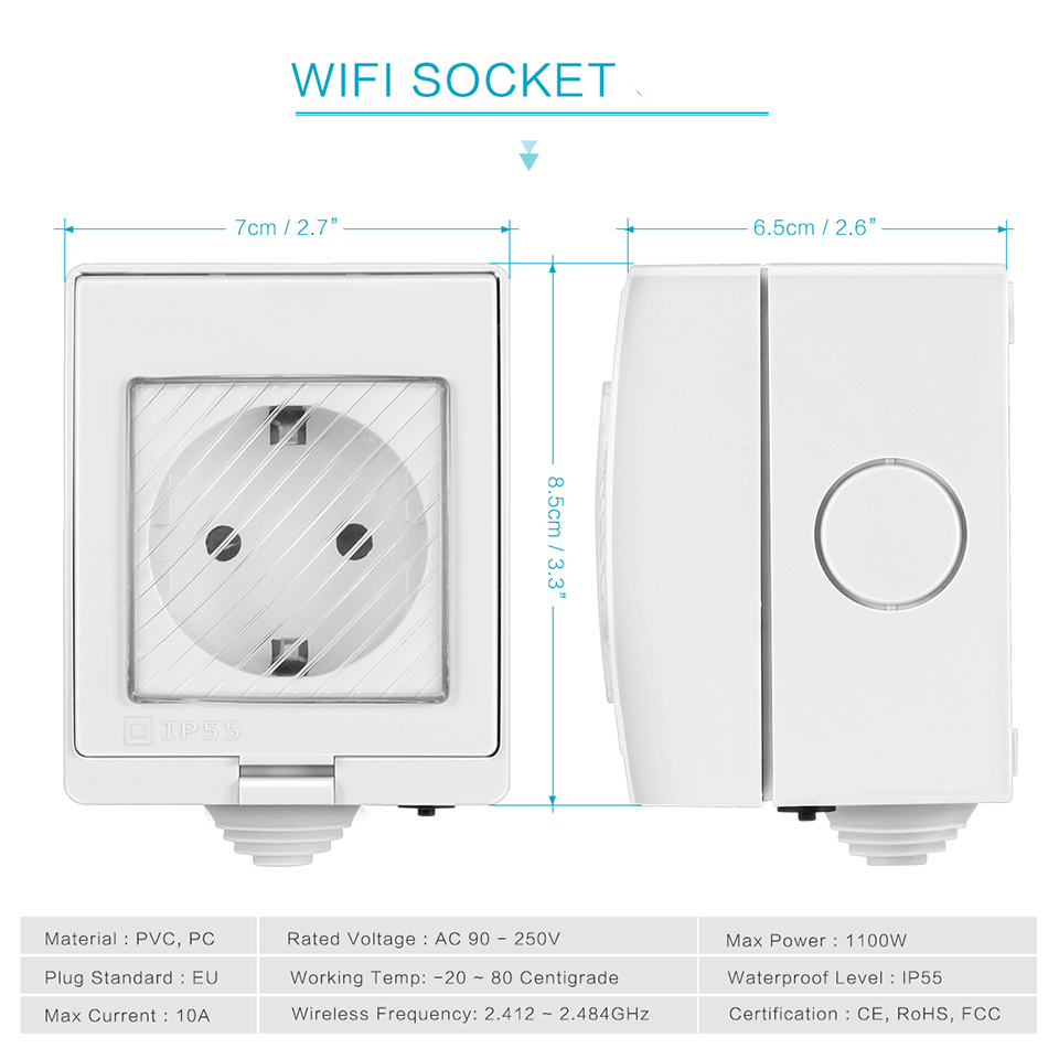 Bakeey Smart WiFi Socket IP55 Waterproof Mobile App Control Intelligent Timing Outdoor Smart Home EU Plug Socket 14