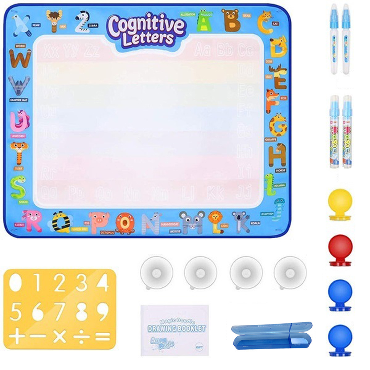 

100x80cm DIY Children Aqua Magic Water Drawing Painting Pad Kit Reusable Doodle Mat Set Kid's Educational Toys Gift