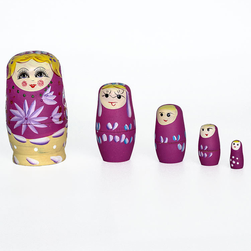 

5Pcs / Set Wooden Durable Russian Nesting Babushka Matryoshka Dolls Hand Painted Decorations