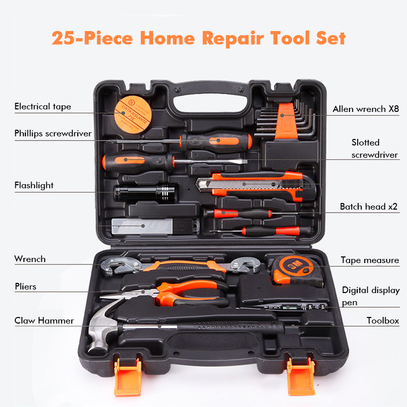 BeHappy 160 Piece Tool Set Home Repair Tool Set with Plastic Toolbox Storage Case General Household Hand Tool Kit for Home
