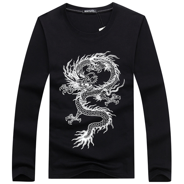 

Chinese Dragon Printing O-Neck Fashion T-Shirt