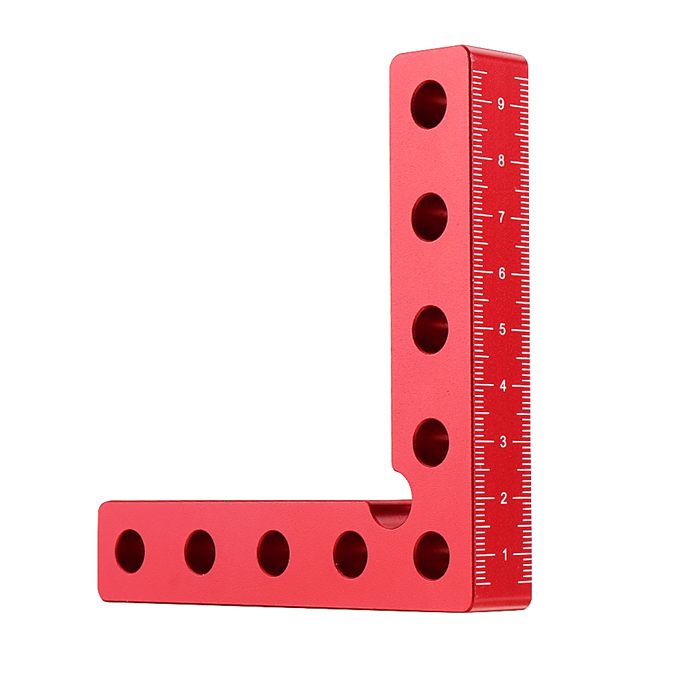 

90 Degree 100x100mm Aluminium Alloy Precision Clamping Square With Hole Inch and MM Scale Woodworking Machinist Square Positioning Right Angle Clamping Measure