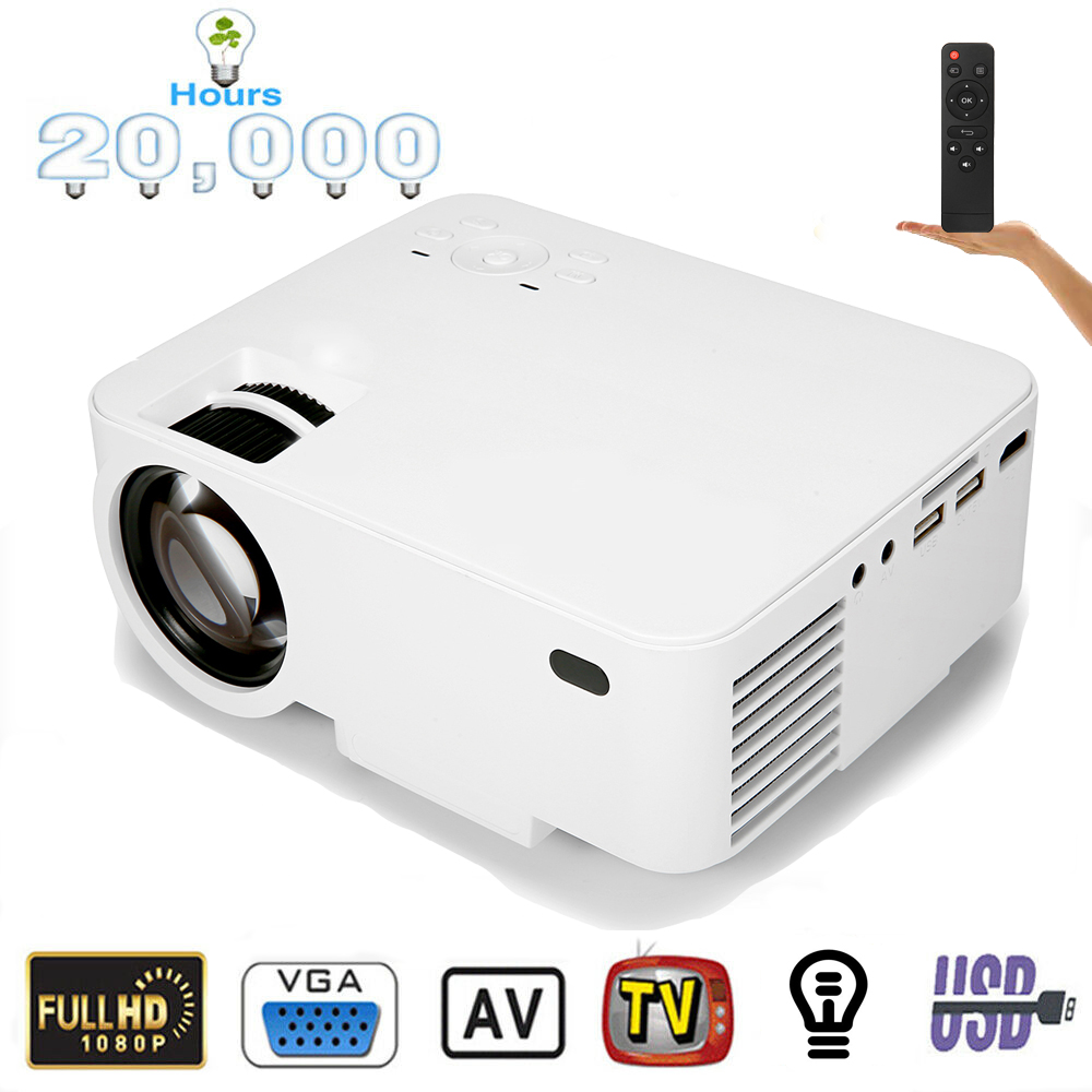 Augibe 10000 Lumen 1080P 3D CINEMA LED Mini Projector Multimedia HDMI/USB/SD/VGA/TF 3