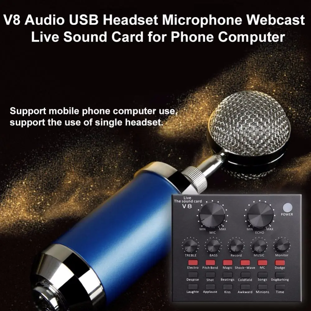 045cb56c de64 4f92 9858 eb8d6772bdb9.jpg V8 Sound Card Audio External USB Headset Microphone Live Broadcast Sound Card