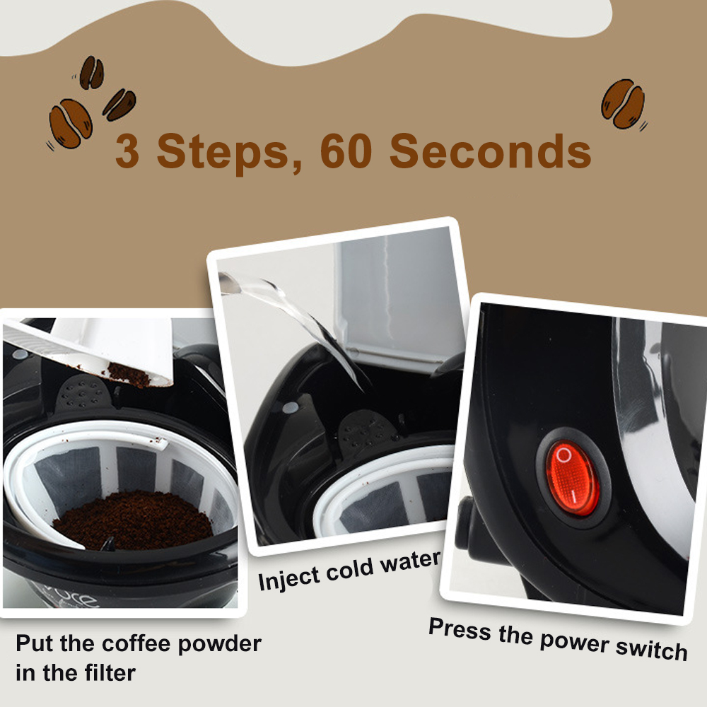Mini Electric Drip Coffee Maker Household Semi-Automatic Brewing Tea Pot American Coffee Machine Espresso 20