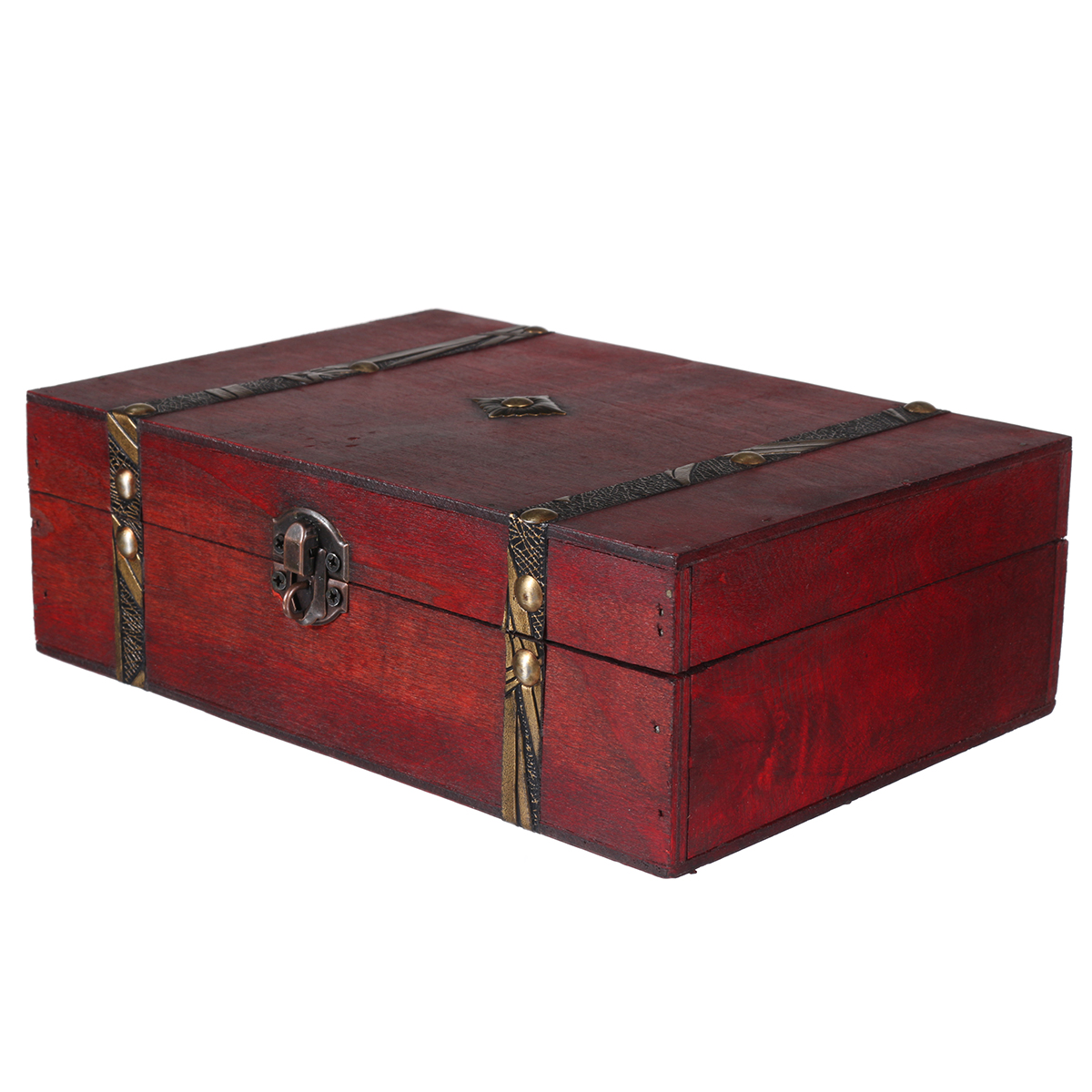 Wooden Jewellery Storage Box Vintage Treasure Chest Wood Case Organiser Ring