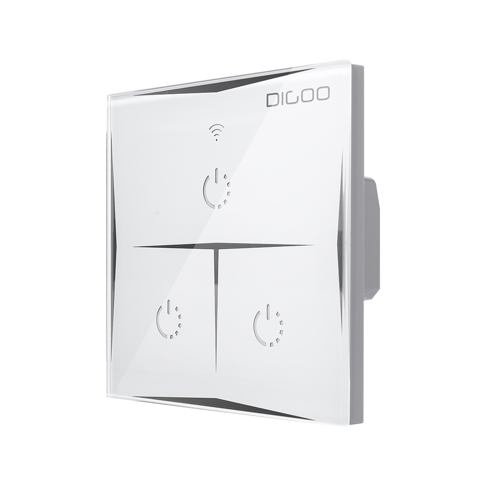 

DIGOO DG-S601 EU AC 100V-240V 3 Gang Smart WIFI Wall Touch Light Switch Glass Panel Remote Controller Work with Amazon Alexa Google Assistant