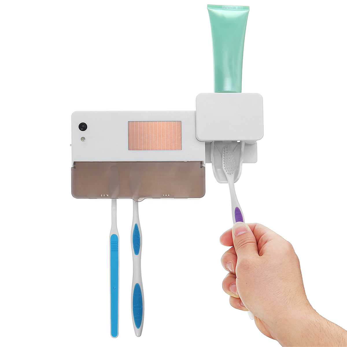 

UV Light Sterilizer Toothbrush Holder Toothpaste Dispenser Wall Mounted Cleaner