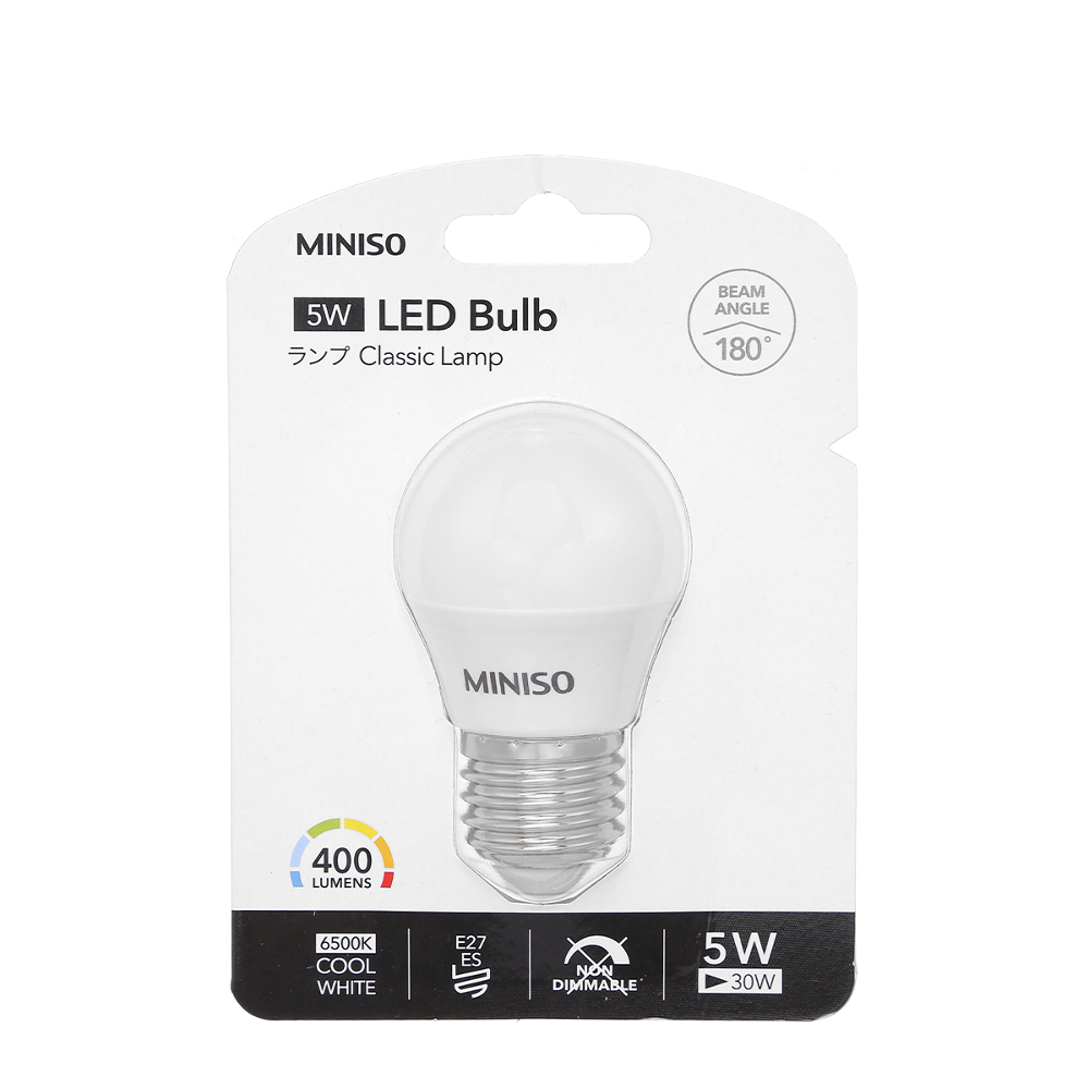 

MINISO LB27C5W40 Нерегулируемый E27 5W Холодный белый LED Лампа для внутреннего освещения Лампа для Home Room Hotel