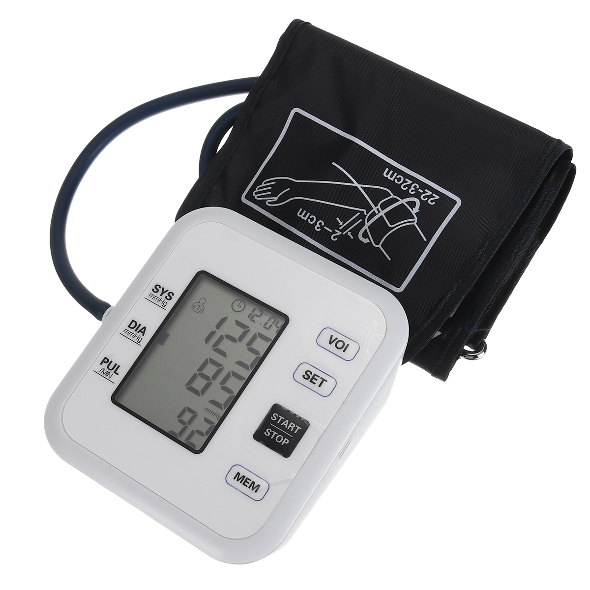 

Sphygmomanometer Portable Blood Pressure Monitor Arm Voice Cuff LCD Digital