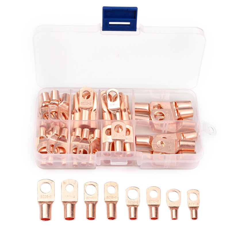 

60Pcs SC Series Bare Terminals Wire Connector Terminal Copper Lug Ring Seal Wire Connectors Assorted Kit