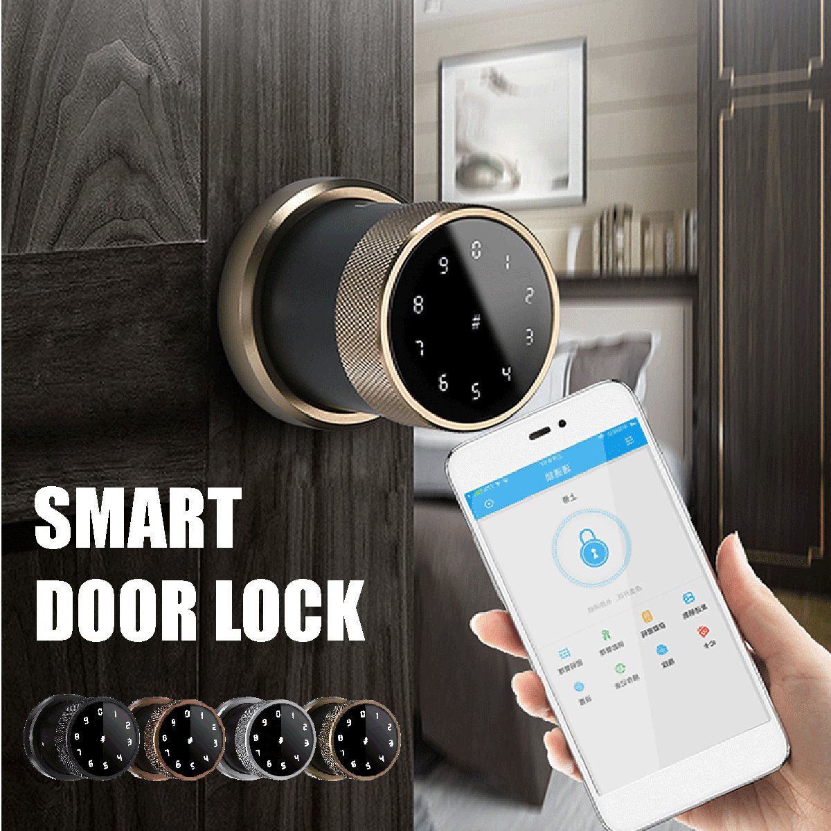 Smart Digital Door Lock Battery Powered APP Touch Password Keyless Latch Securit 