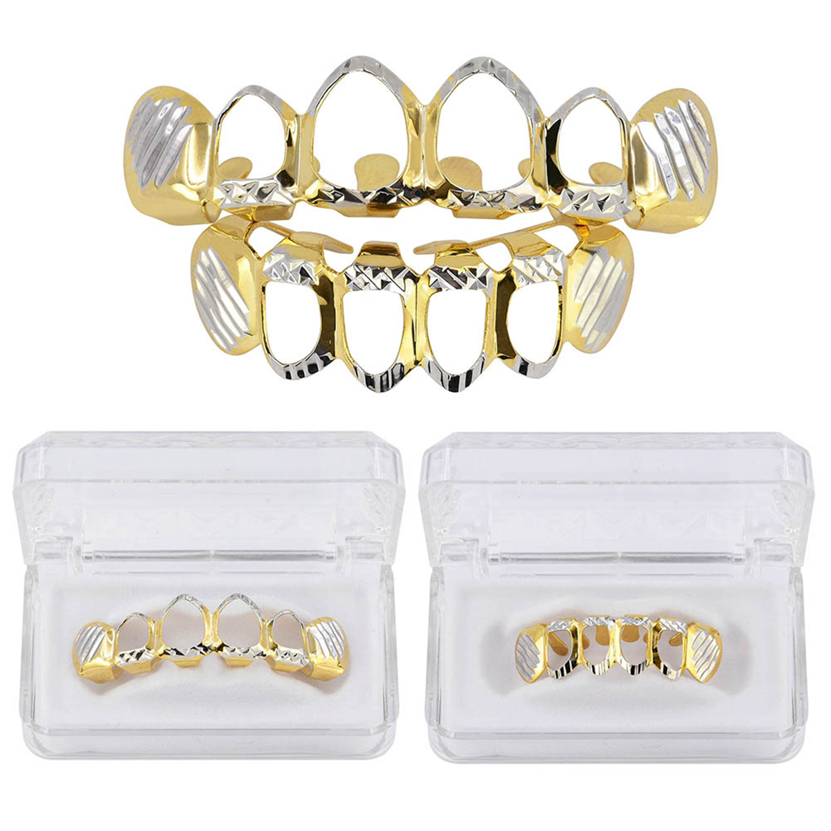 

24k Gold Teeth Grill Plated Mouth Bling Hip Hop Grill Set