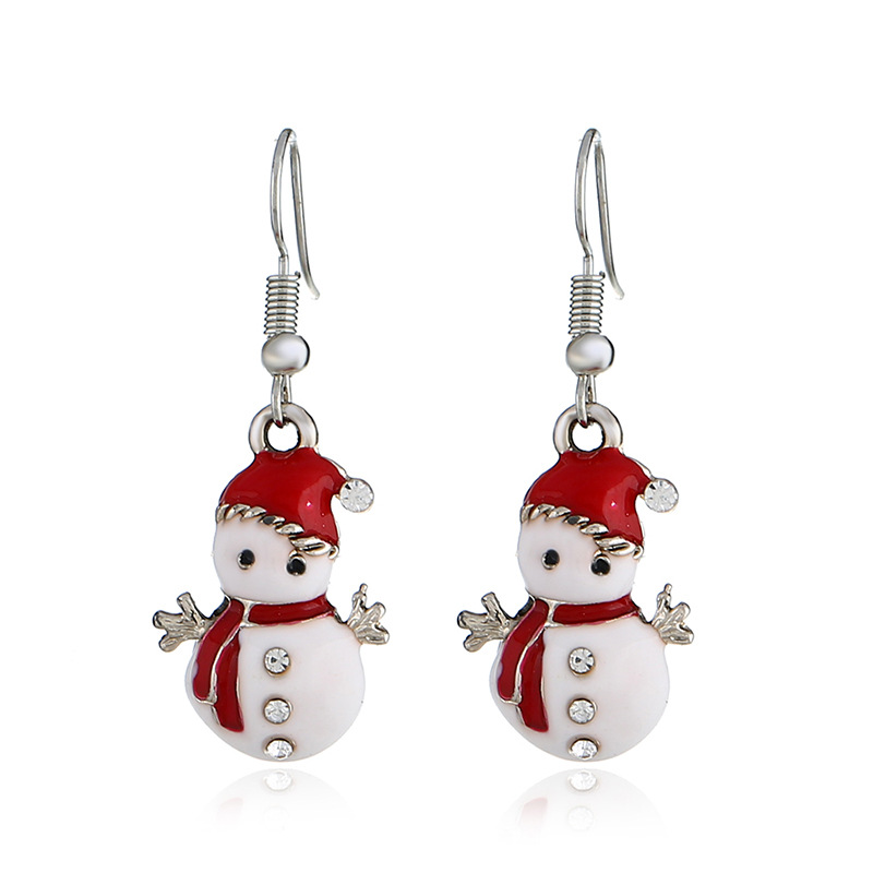 

Sweet Ear Drop Earrings Red Christmas Snowman