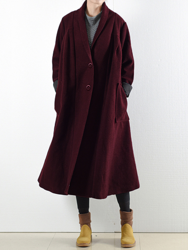 

Women Long Sleeve Solid Color Casual Trench Coats