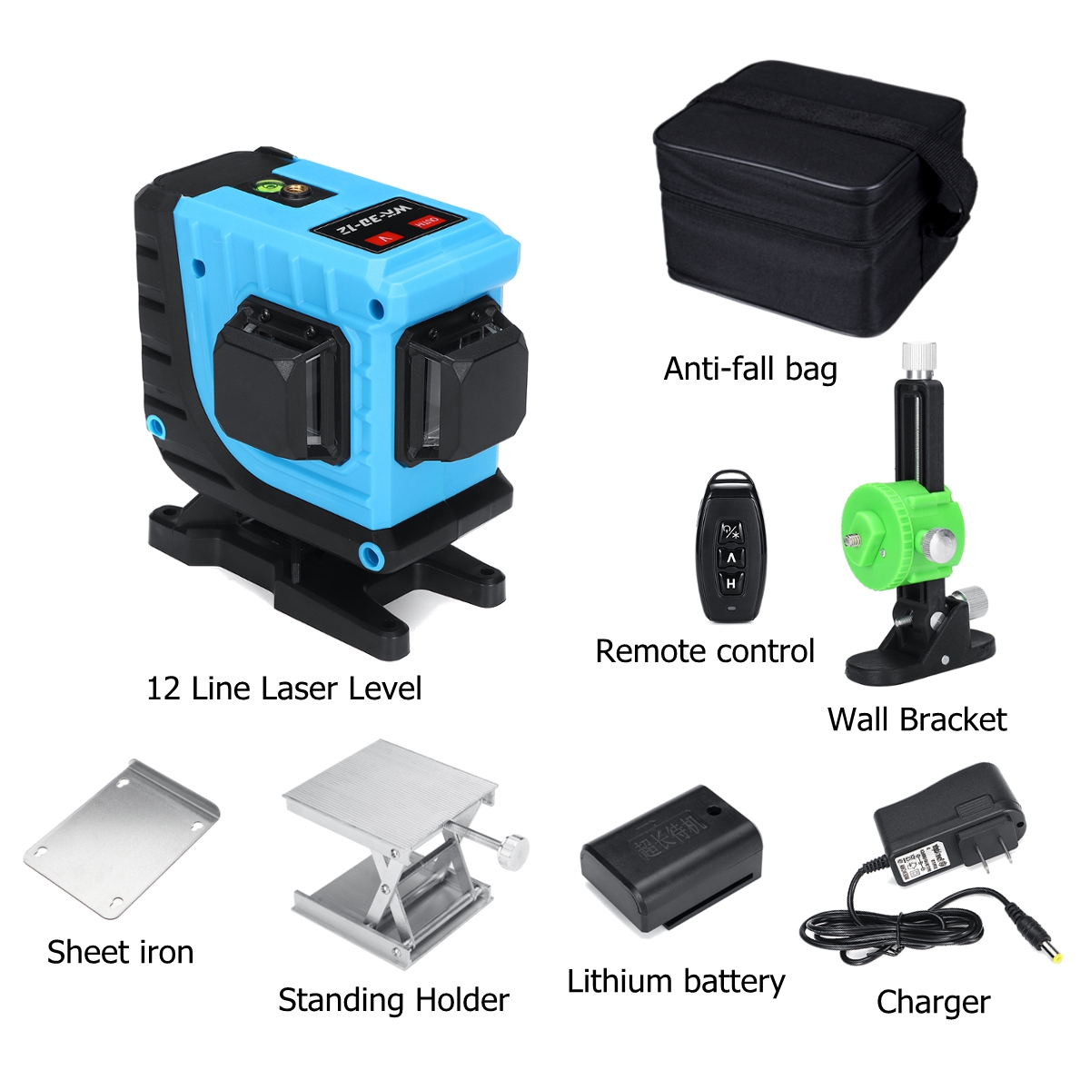 12 Lines 360° 3D Cross Lines Green Laser Level Self Leveling APP/Remote Control 10