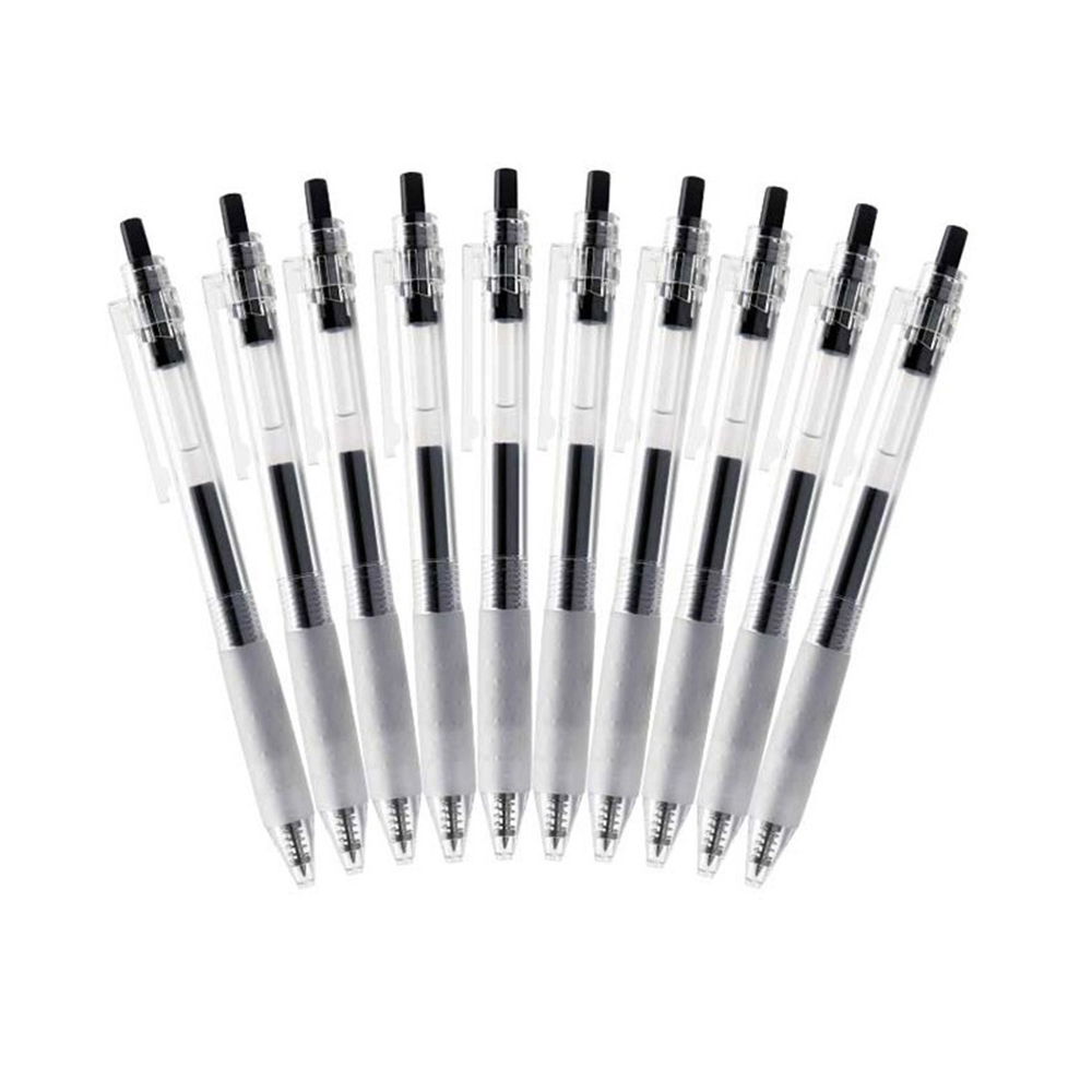

KACO KEYBO 10 Pcs/Pack Transparent Barrel Gel Pens 0.5mm Writing Signing Pen For Student School Office Supplies
