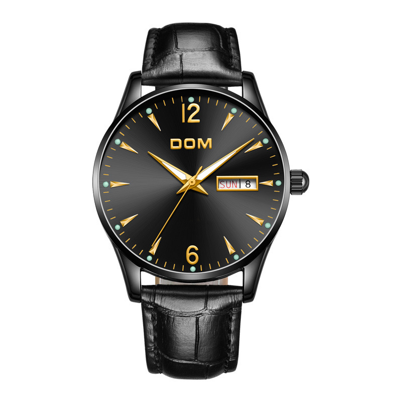 

DOM M-11BL-1M89 Модные мужские часы 3ATM Водонепроницаемы Светящиеся дата Дисплей Кварцевые часы