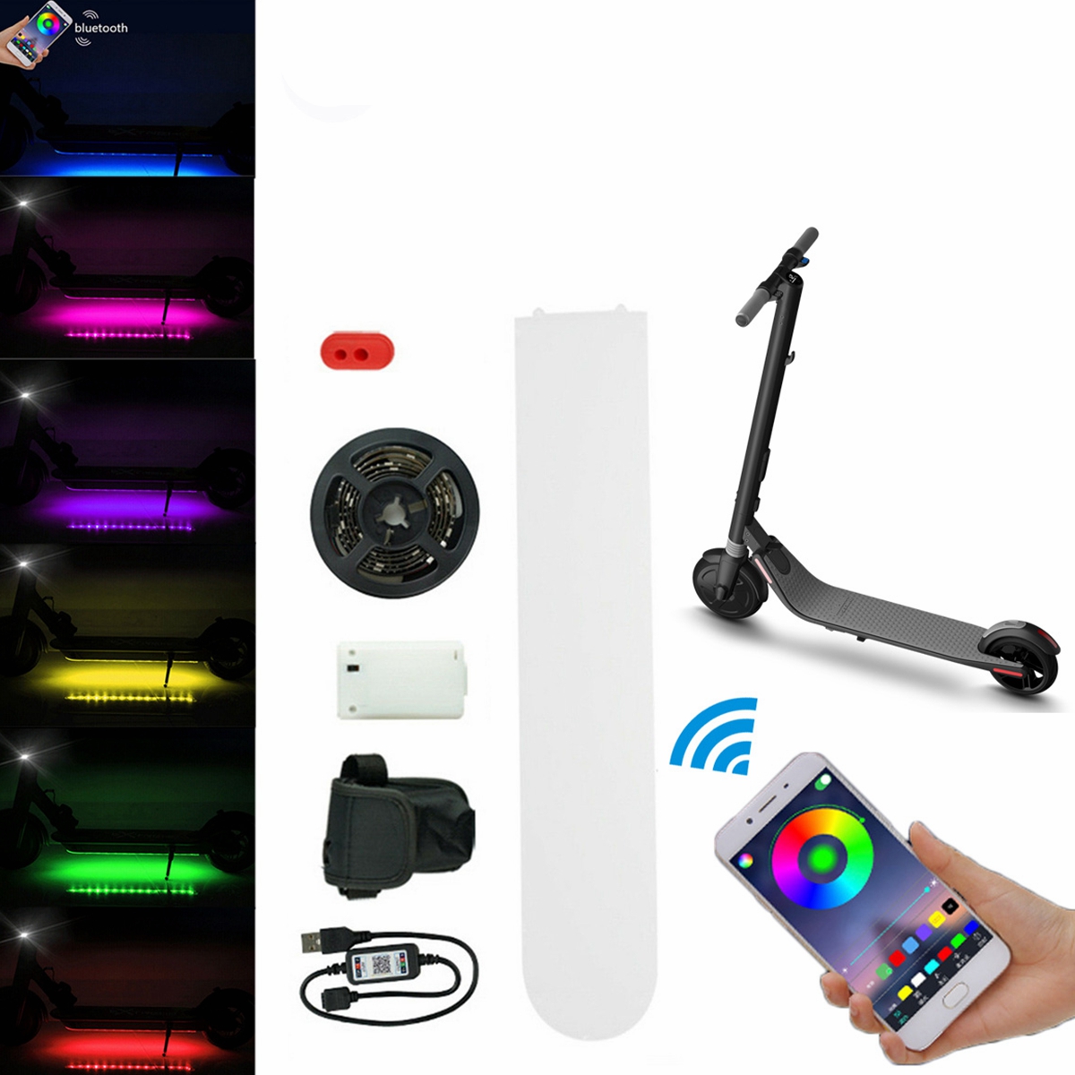 

Ночь LED Colorful Свет Ремень Bluetooth Дистанционное Управление Для скутера Xiaomi m365