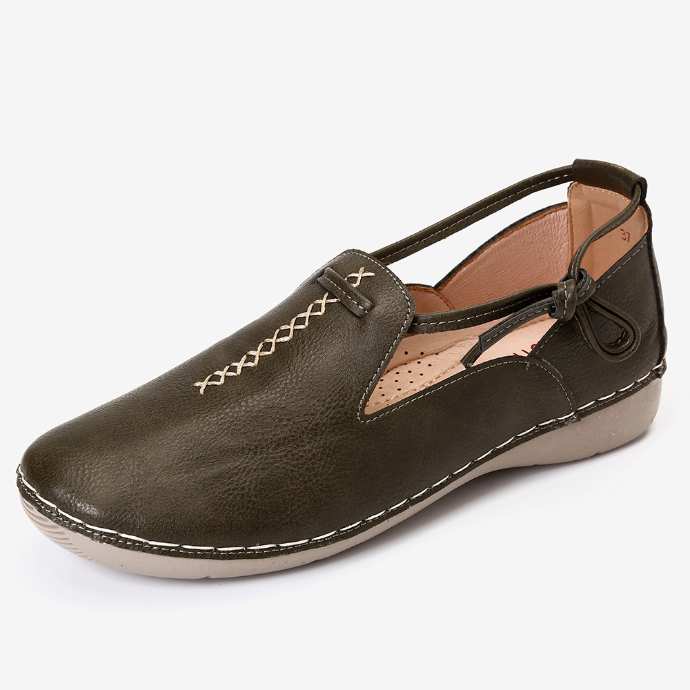 

Pure Color Casual Comfy Walking Leather Loafers