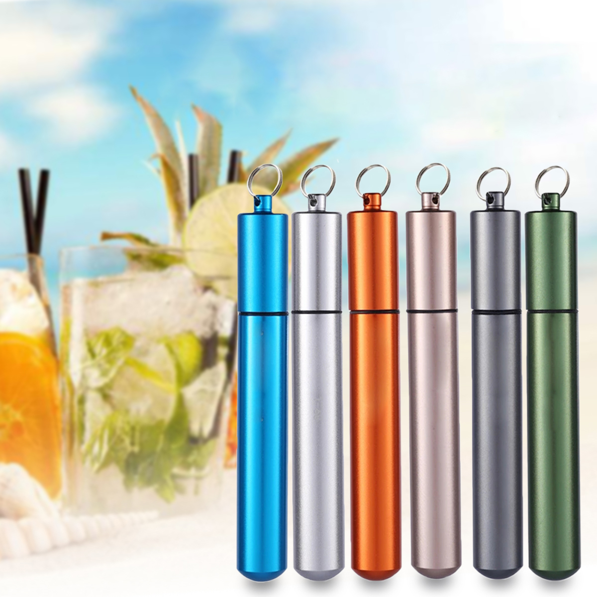 

Stainless Steel Retractable Straws Reusable Portable Drinking Straw Cleaning Brushes With Storage Box For Camping Travel Picnic