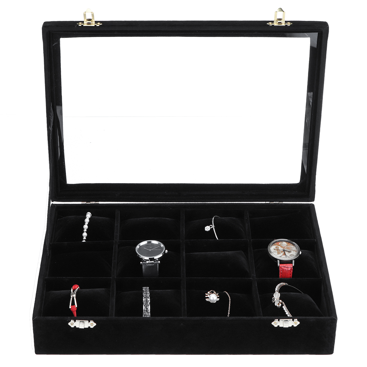 

12 Grids Jewelry Storage Box Watch Display Box Velvet Watch Storage Box 35cm*24cm*7cm