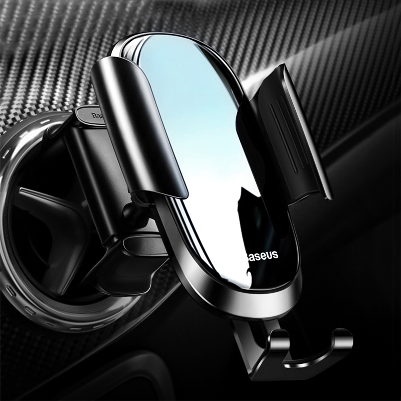 

Baseus Metal Glass Gravity Linkage Automatic Lock Round Air Vent Car Phone Holder For 4.8-6.5 Inch Smart Phone