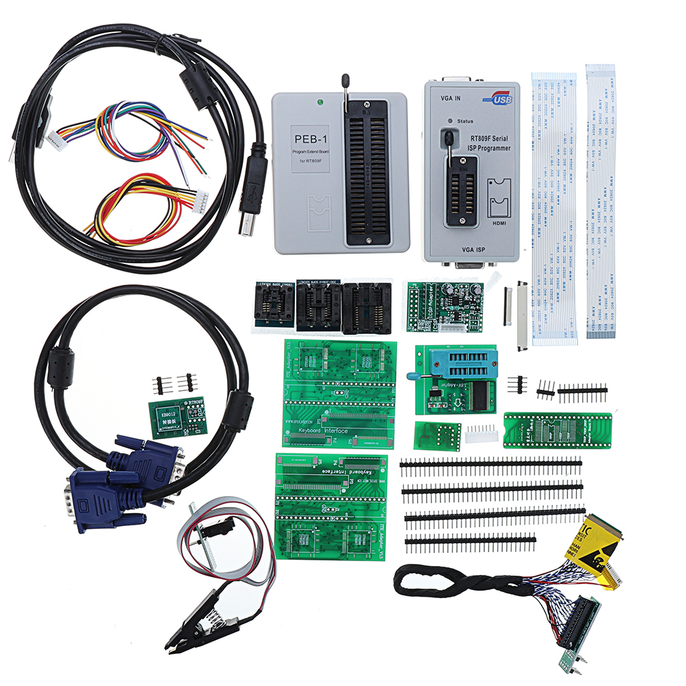 

RT809F Programmer+All Adapters SOP8 IC Clip LCD Reader + PEB-1 Expansion Board +Edid Cable