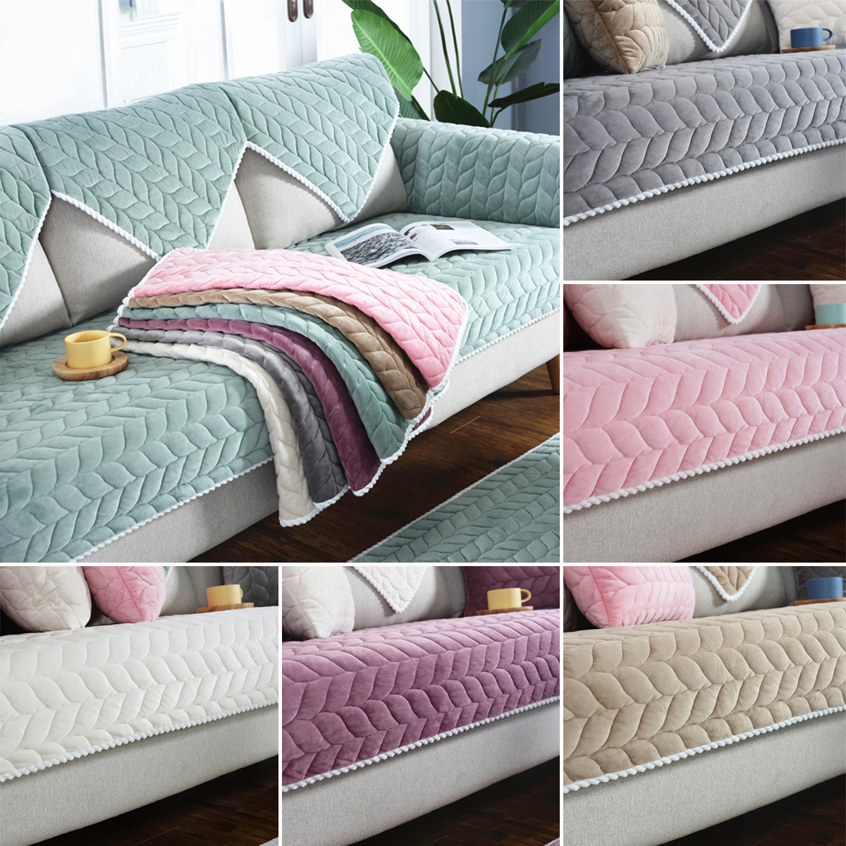 Fabric Soft Sofa Couch Cover Non-slip Slipcover Sofa Towel Protective Mat Living Room 1