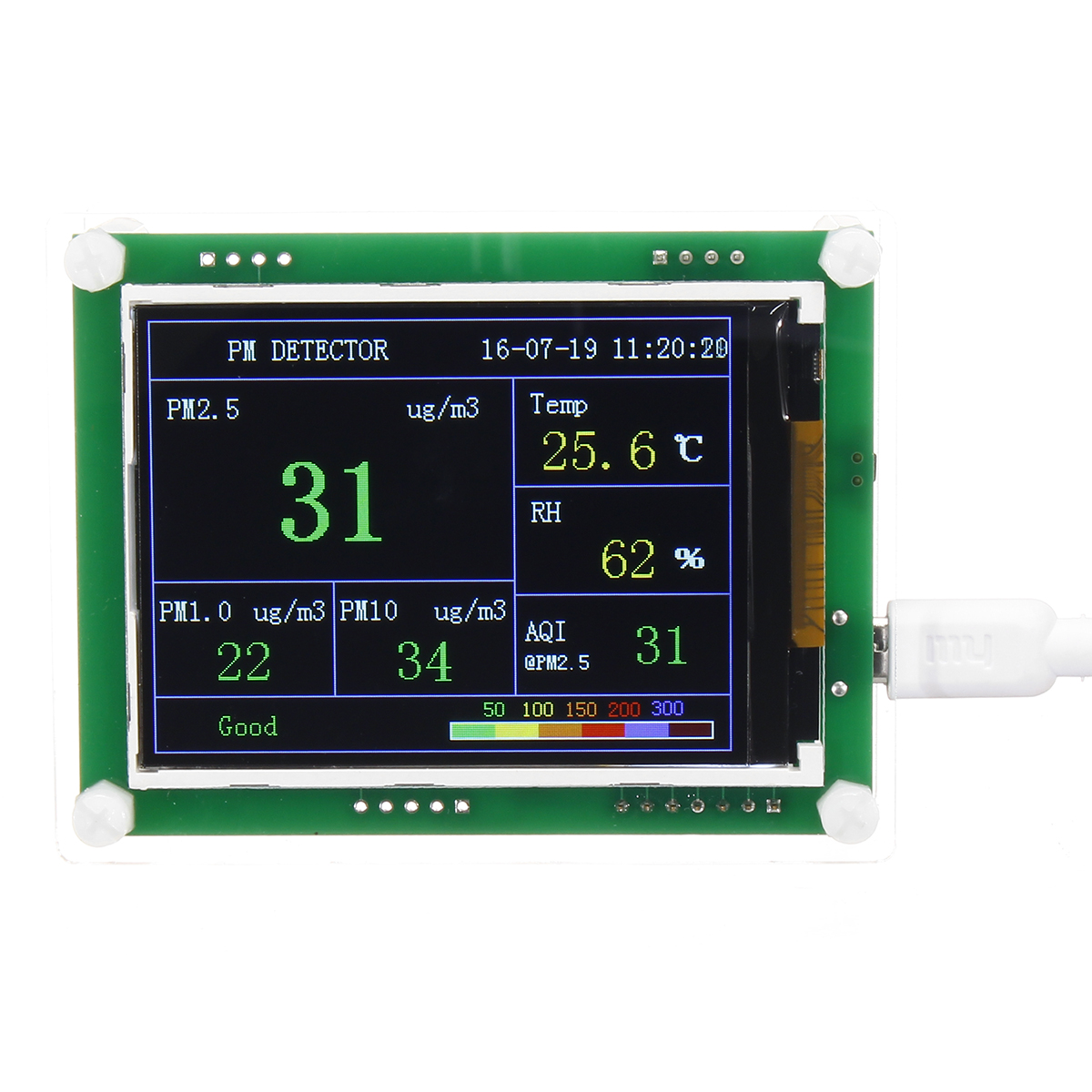 

PM2.5 TFT Цветной экран LCD Тестер Детектор качества воздуха Цифровой воздух Частицы Измерение Метр Тестер Монитор