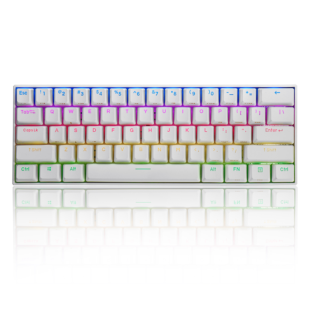 

FEKER 60% NKRO bluetooth 4.0 Type-C RGB Cherry MX Switch PBT Double Shot Keycap Mechanical Gaming Keyboard--White