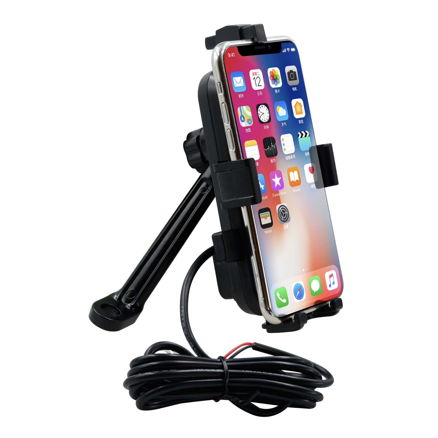 

Dual USB Charger CS-344B2 Phone Holder 360° Rotation Stand For Motocycle Bike Rearview Holder For 4''-6.5'' Smart Phone