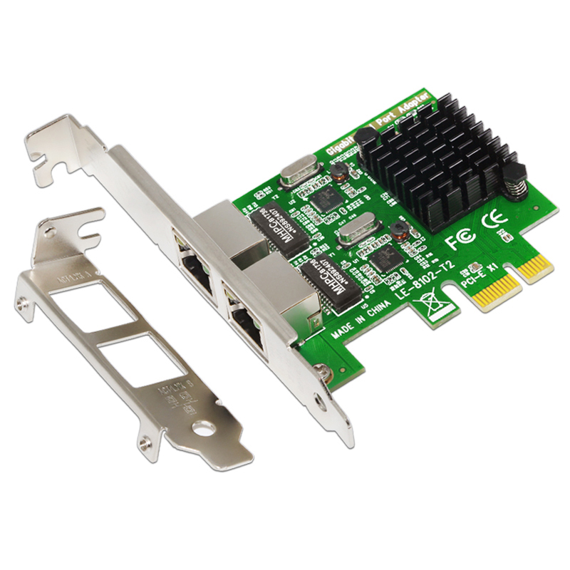 

SSU 8120-T2 2 Port 1000Mbps Gigabit Ethernet PCI-E Network Card PCI Express RJ45 LAN Adapter Expansion Card for Desktop