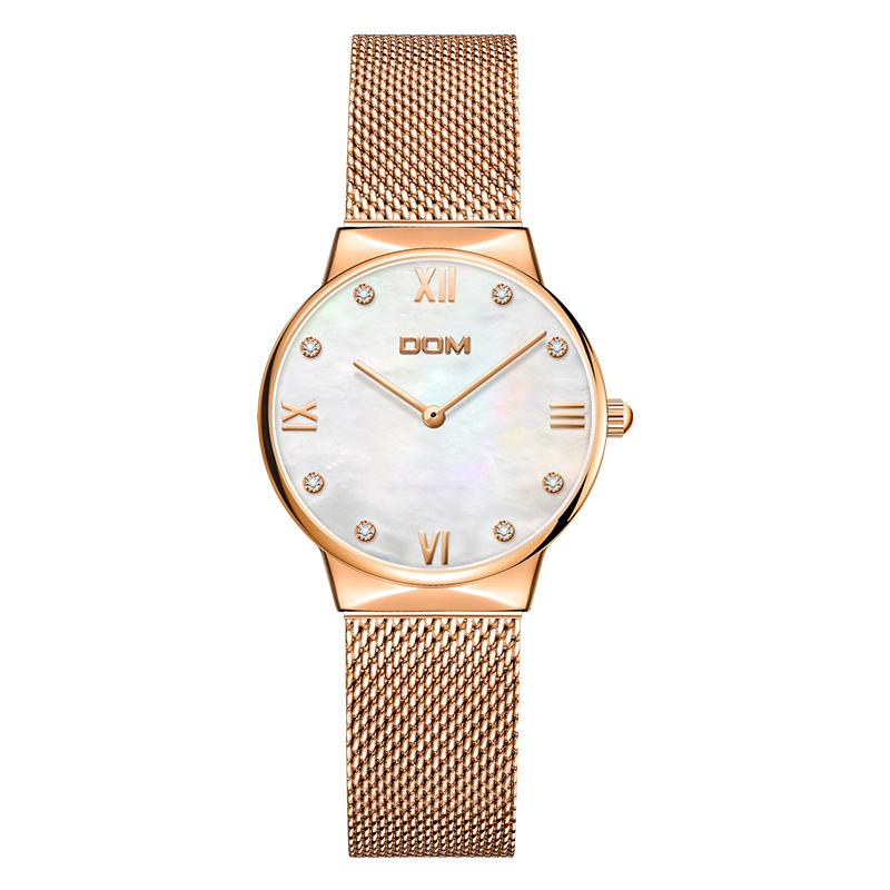 

DOM G-32G Crystal Surface Surface Женские наручные часы из нержавеющей стали Стандарты Кварцевые часы