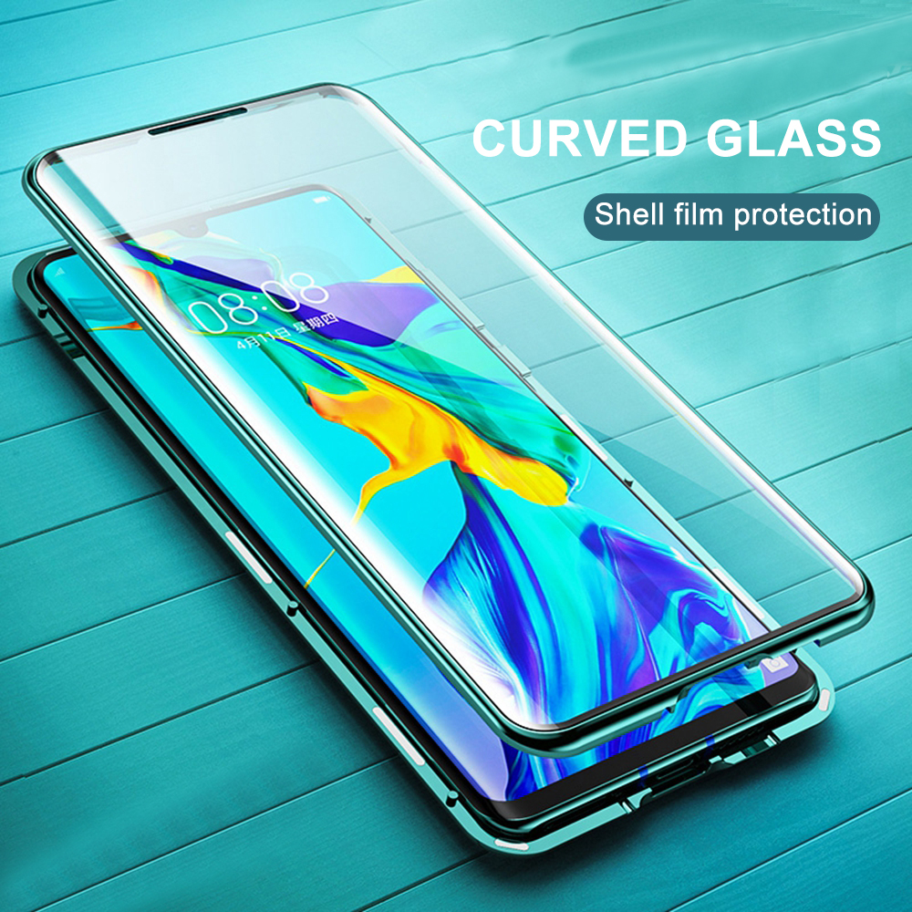

Bakeey 360º Curved Screen Front+Back Double-sided Full Body 9H Tempered Glass Metal Magnetic Adsorption Flip Protective Case For Huawei P30 PRO