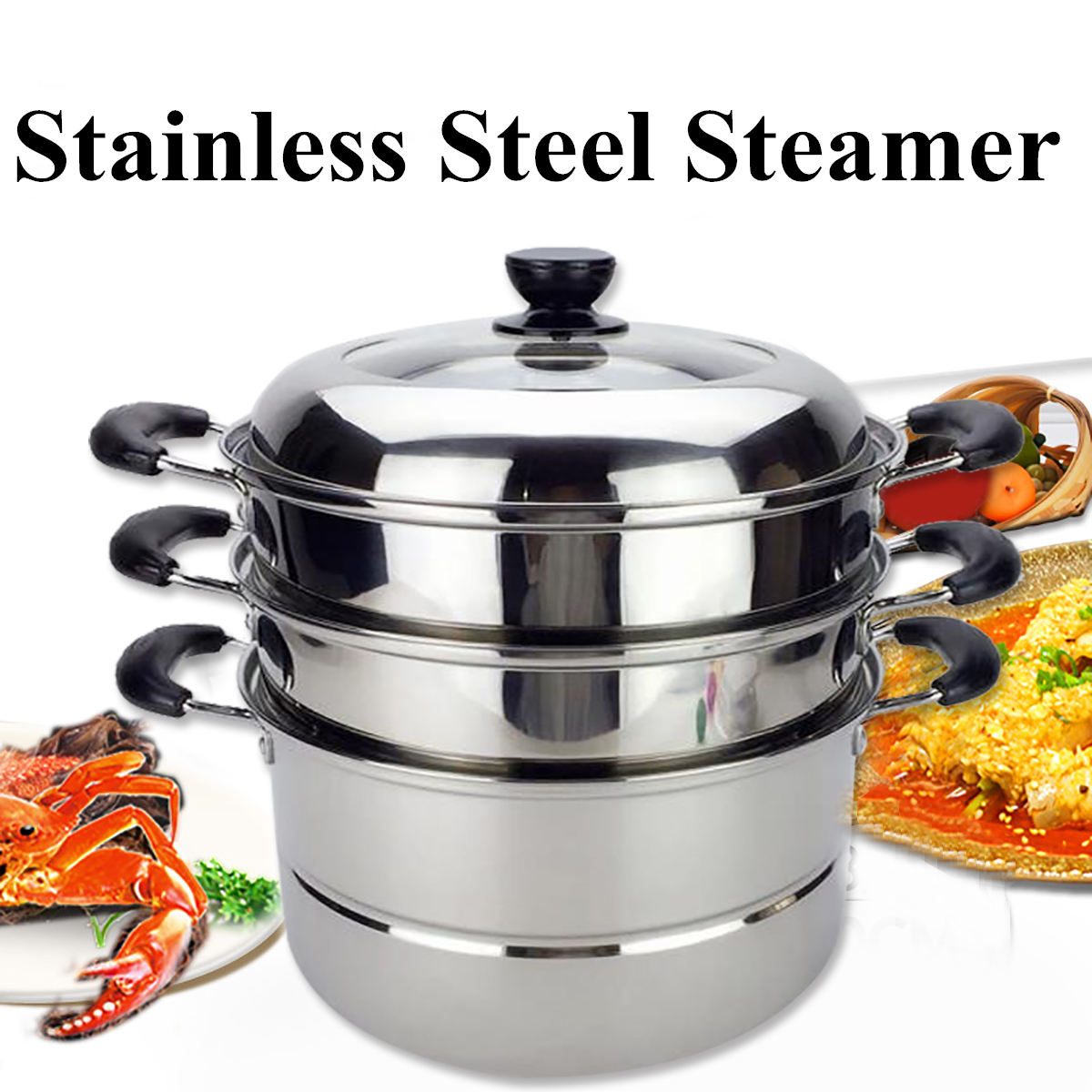 

3 Tier Stainless Steel Steamer Cookware Steam Pot