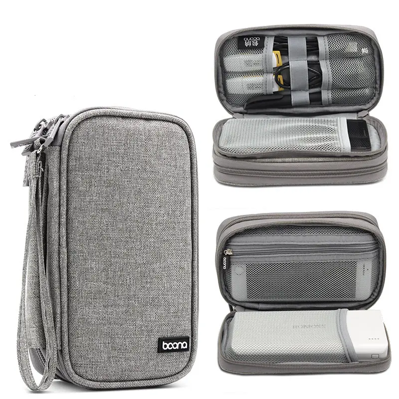Boona 19cm*10.5cm Double-deck Digital Accessories Storage Bag Just $6.99!