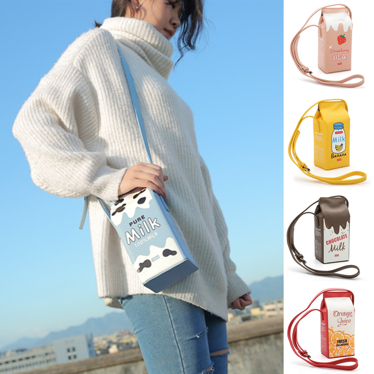 

Женщины Творческий Напиток Бутылка Styling Wallet Маленький Рюкзак Молоко Slanting Мобильный Телефон Сумка Для Мобильног