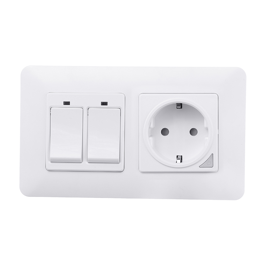 

WiFi Smart Light Wall Switch Socket Outlet with 2 Gang Push Button Switch DE EU Smart Life Tuya Wireless Remote Control