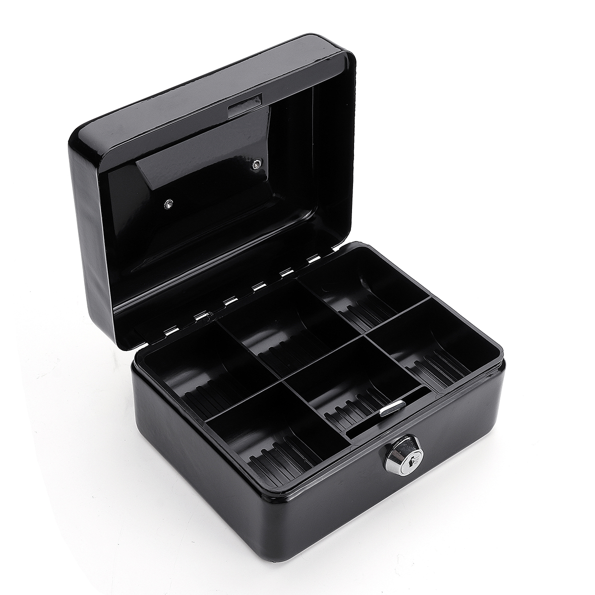 

Metal Cash Box with Money Tray Lock & Key For Cashier Drawer Money Safe Security Box Tool Box